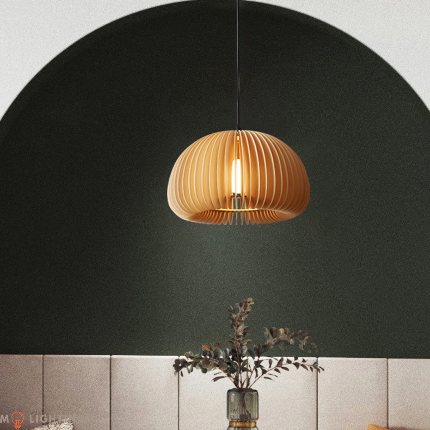 Pumpkin Wood Hanging Ceiling Light