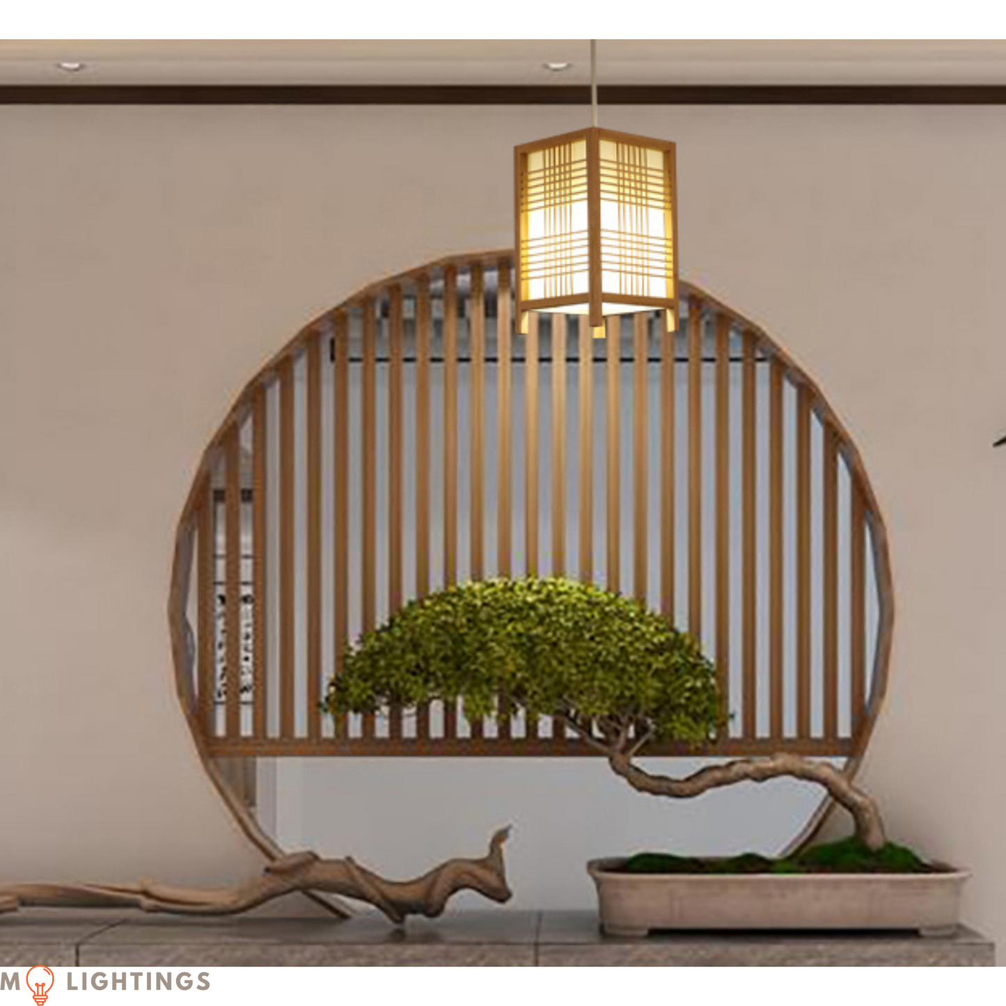 Japanese Handwoven Bamboo Tatami Ceiling Hanging Light