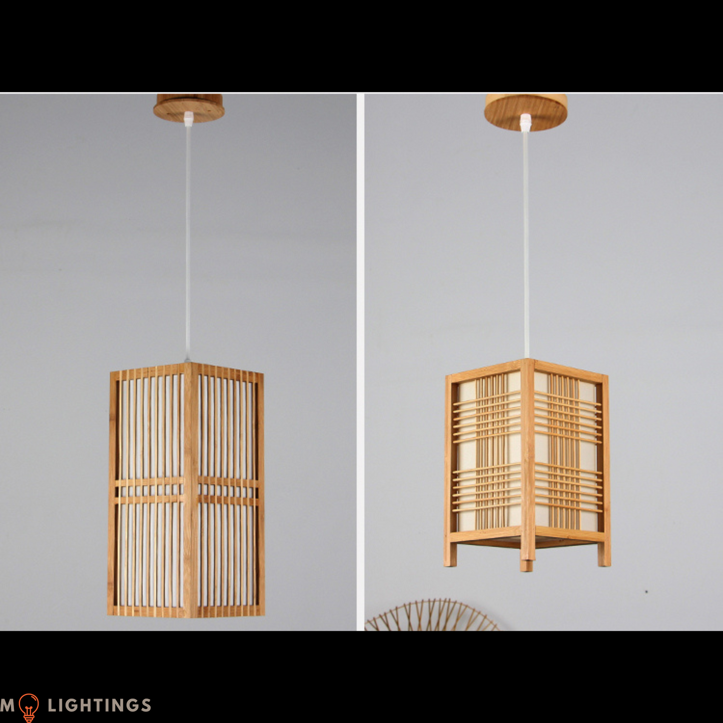 Japanese Handwoven Bamboo Tatami Ceiling Hanging Light