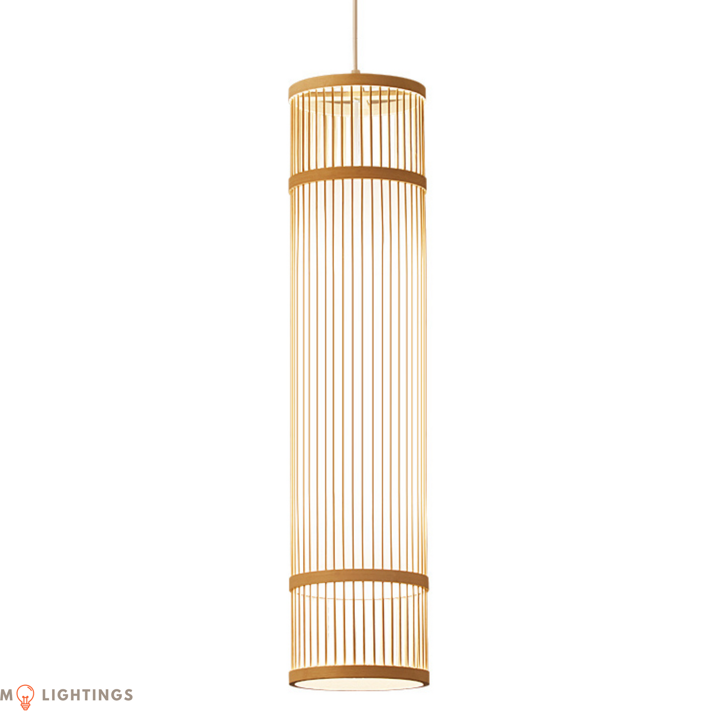 Zen Japanese Cylindrical Bamboo Pendant Light