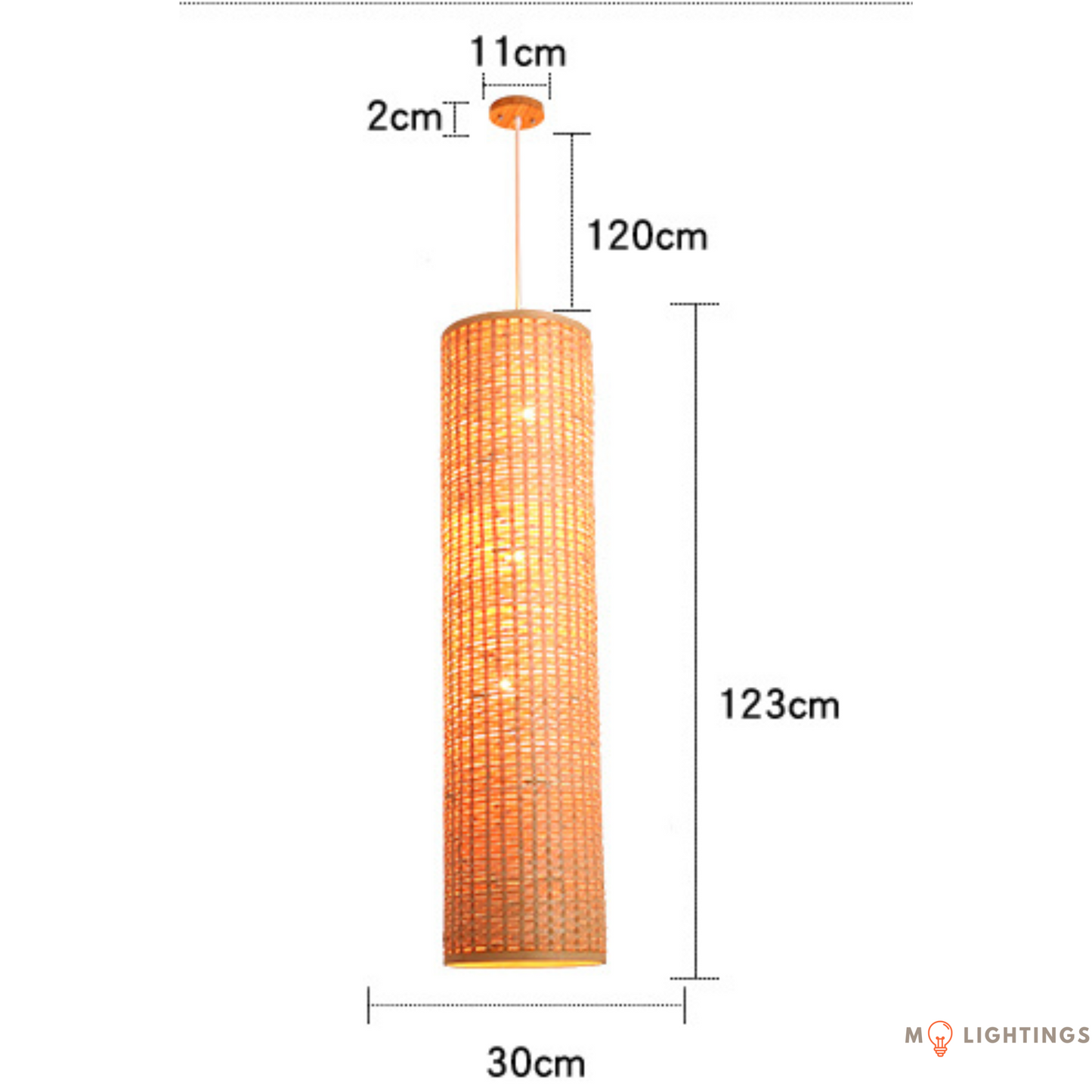 Naomi Handwoven Bamboo Cylindrical Pendant Lantern