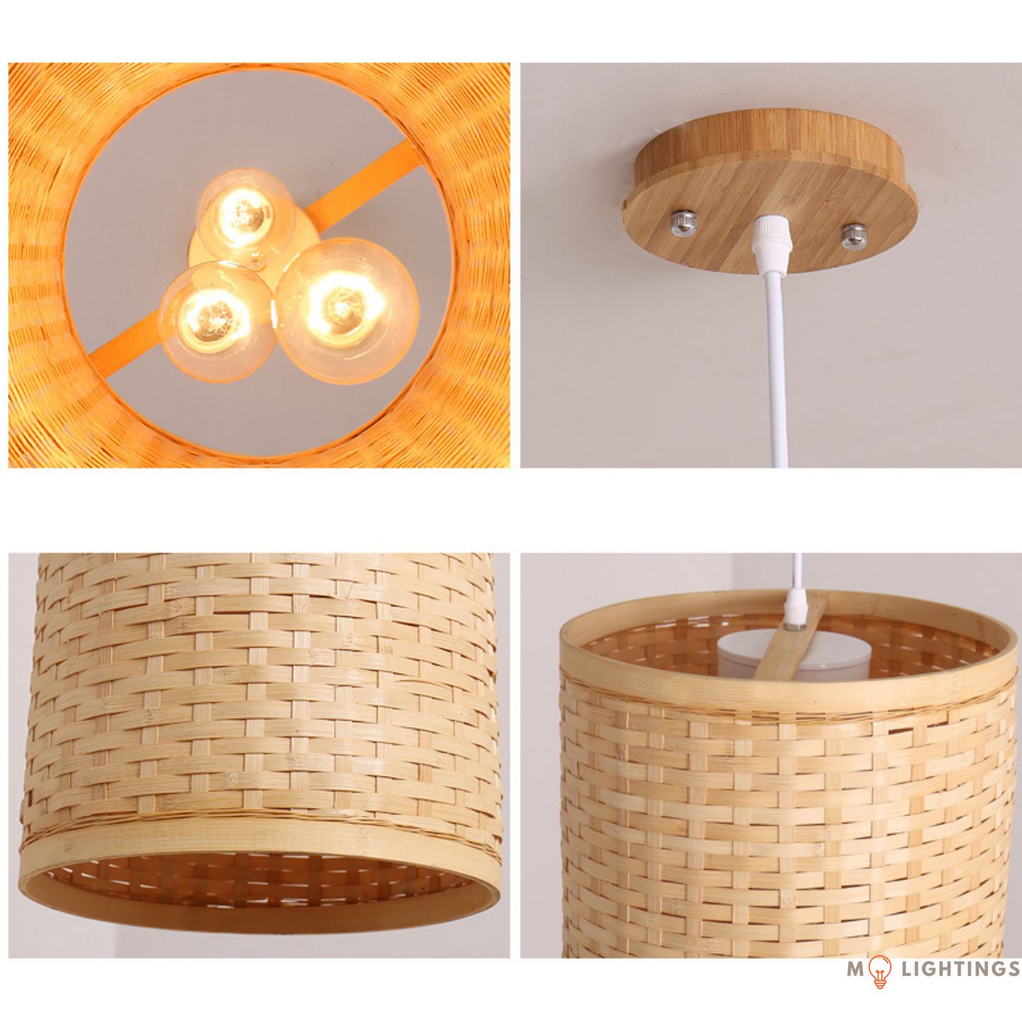 Naomi Handwoven Bamboo Cylindrical Pendant Lantern