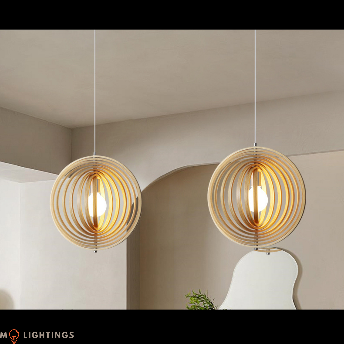 Saturn Rings Wooden Ceiling Pendant Light