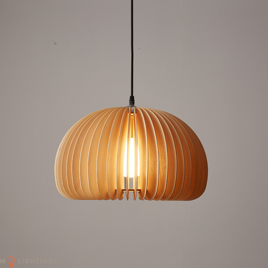 Pumpkin Wood Hanging Ceiling Light