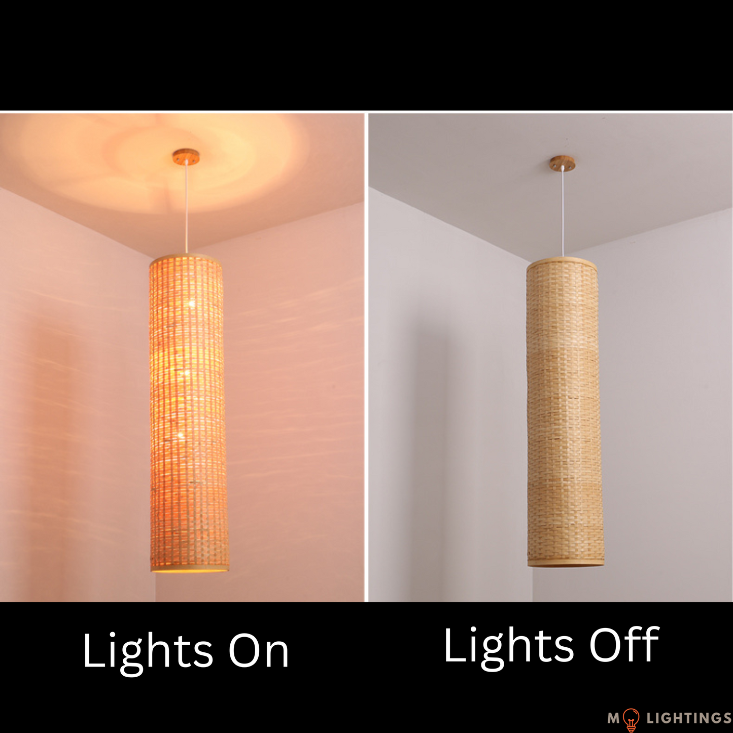 Naomi Handwoven Bamboo Cylindrical Pendant Lantern