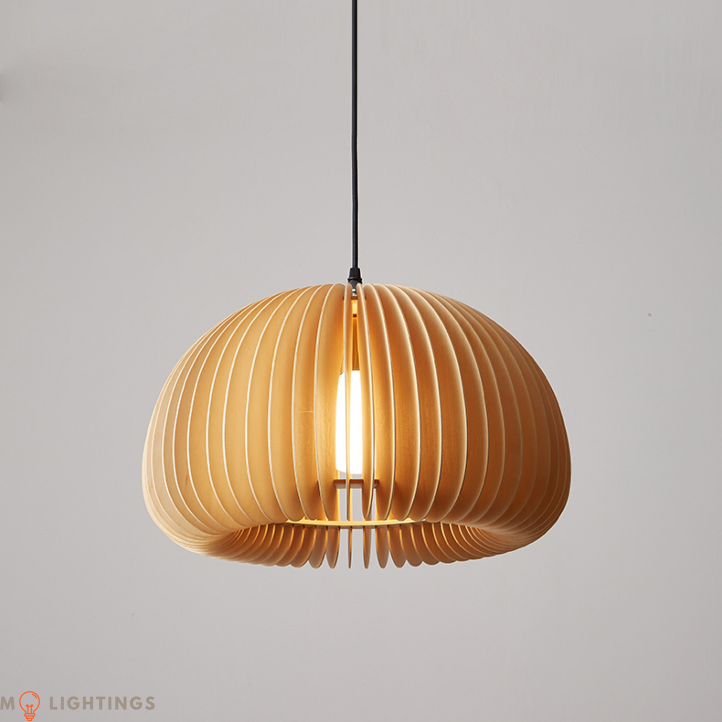 Pumpkin Wood Hanging Ceiling Light