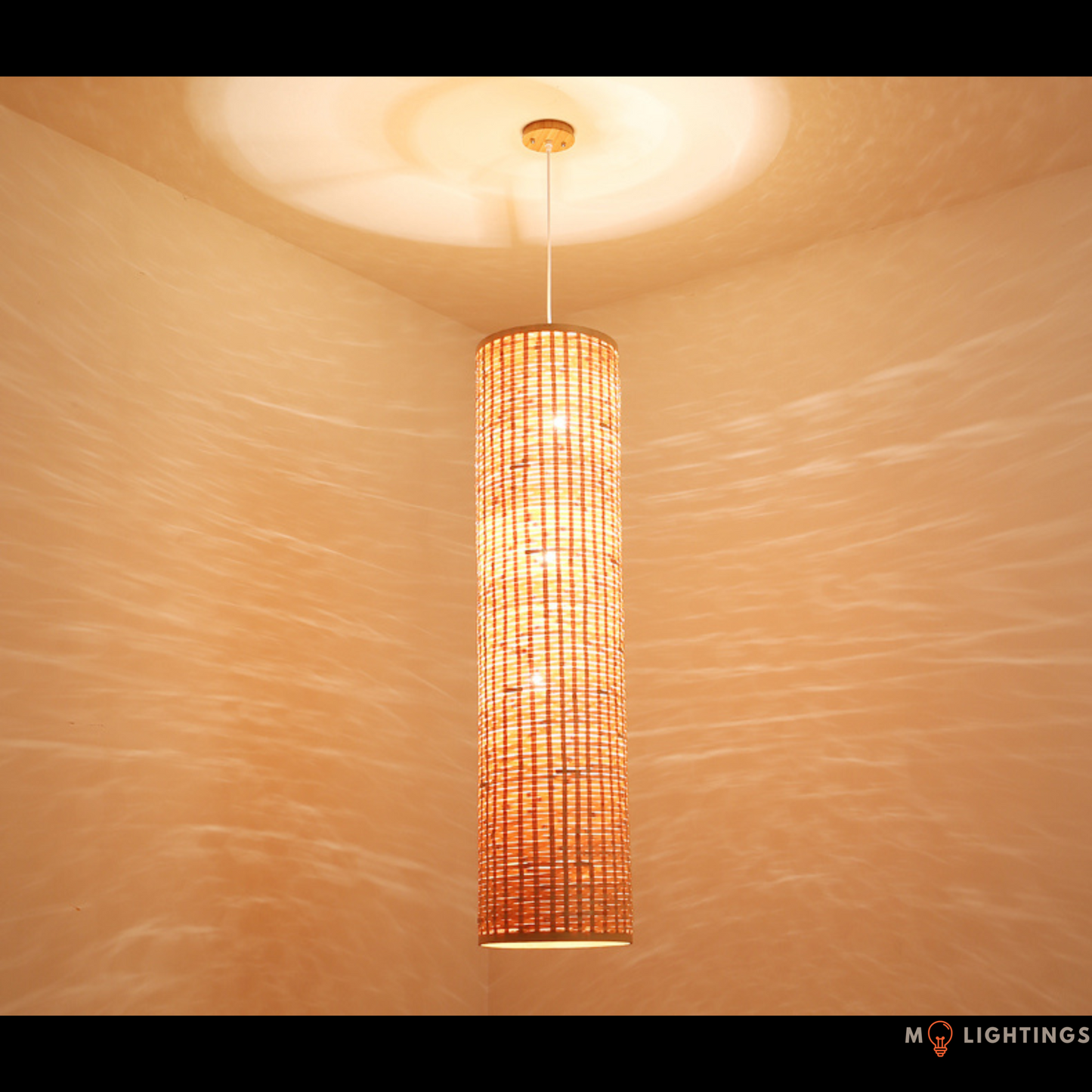 Naomi Handwoven Bamboo Cylindrical Pendant Lantern