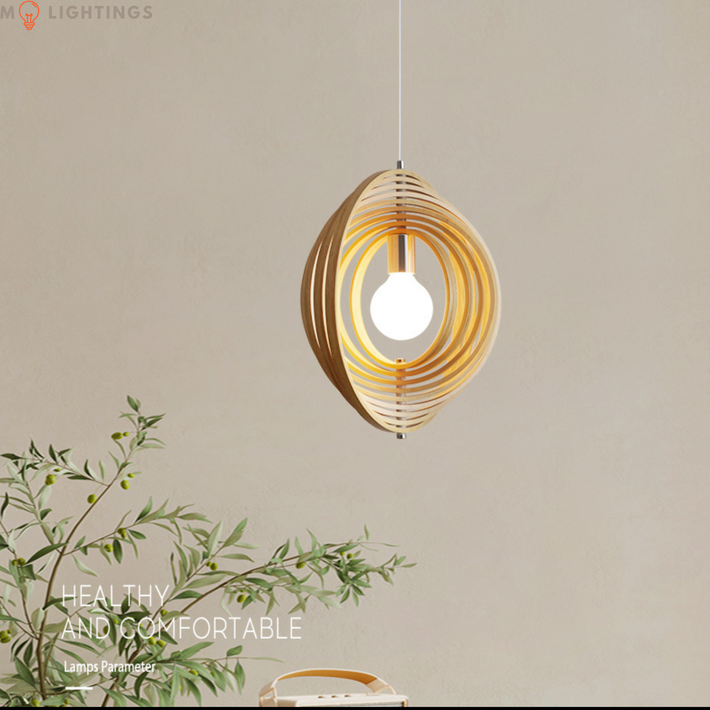 Saturn Rings Wooden Ceiling Pendant Light