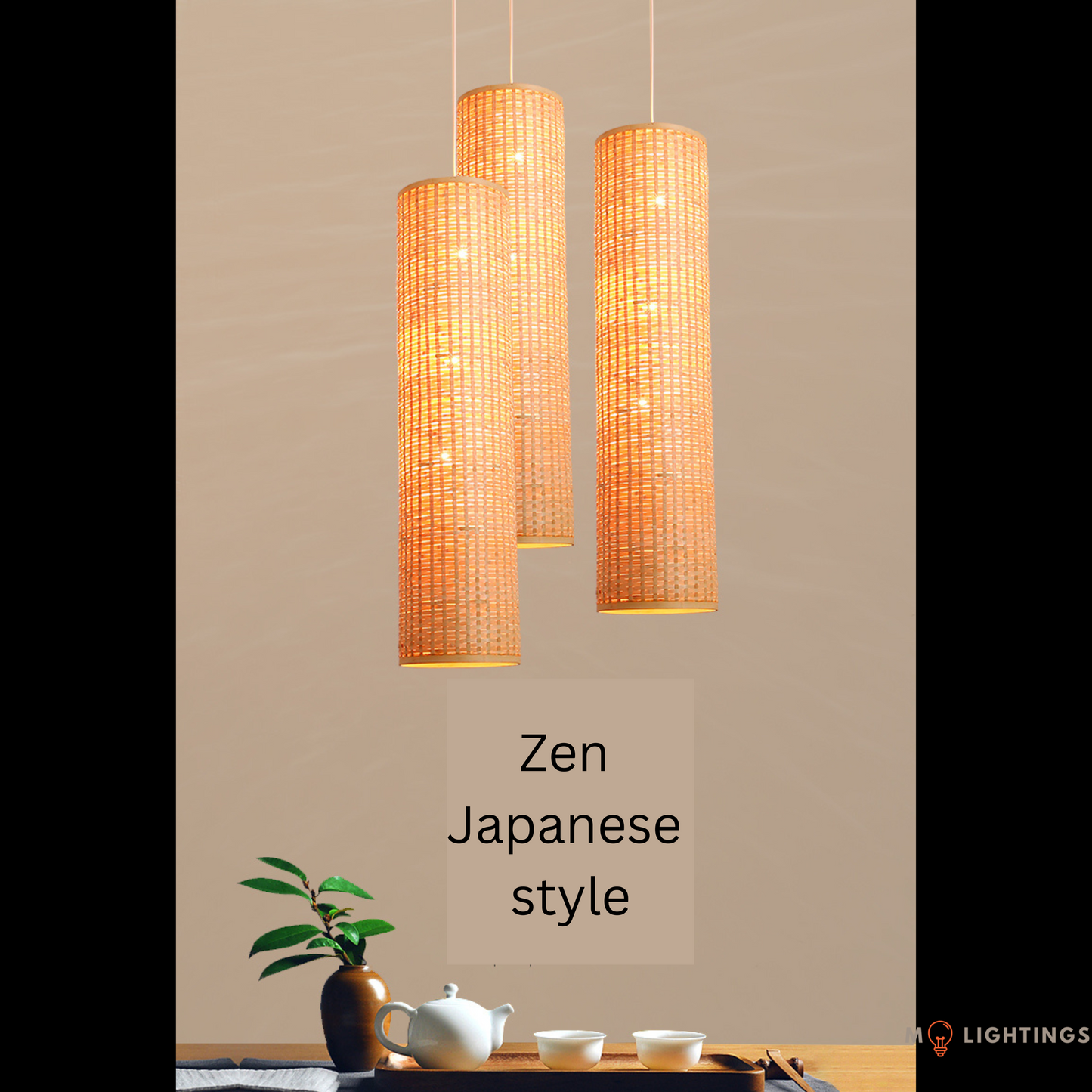 Naomi Handwoven Bamboo Cylindrical Pendant Lantern